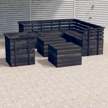 vidaXL Muebles de palets de jardín 8 piezas de madera maciza pino gris oscuro