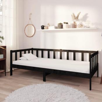 Sofá cama vidaXL de madera de pino maciza negro 90x200 cm