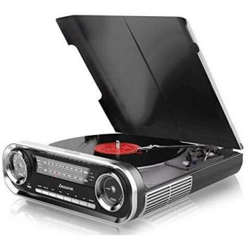 Lauson 01TT16 Tocadiscos Diseño Vintage Coche de Colección con 2 Altavoces Estéreo Integrado de 3 W | Tocadisco Vinilo con Radio FM, Función Bluetooth, USB, AUX | 3 Velocidades