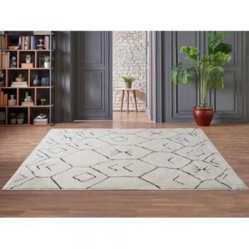 Alfombra Shaggy Bereber 160 x 230 cm Beige y Negro Jabari