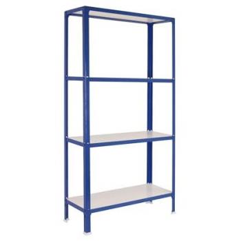 Estantería SimonHome Click Wood Plus 4/300 Azul/Blanco, Estilo Industrial, Sin Tornillos, 1600x1000x300 mm