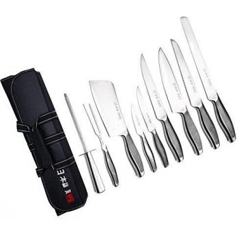 Ross Henery Professional Lot de 9 couteaux de Chef en INOX de Style japonais Dans un étui