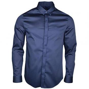Armani Exchange Classic Long Sleeve Shirt for Men, Navy, Cotton, XS