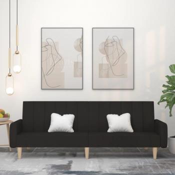 Black Fabric 2-Seater Sofa Bed