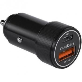 Cargador de Coche Nubbeh Siroco Dual USB-A 18W y USB-C 30W Negro