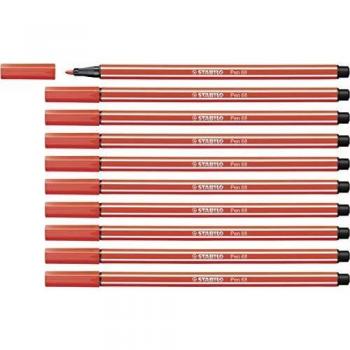 Rotulador STABILO Pen 68 - Caja con 10 unidades - Color rojo