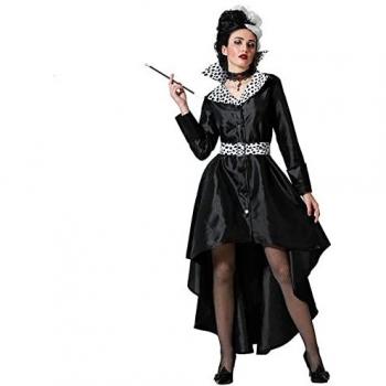 Disfraz de Villana Cruel para mujer, disfraz malvada adulto XS, incluye vestido negro con detalles en rojo, capa, guantes y diadema