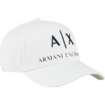 Armani Exchange Men's White Baseball Cap with Large Embroidered Logo, One Size