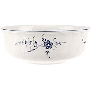 Villeroy & Boch Vieux Luxembourg Ensaladera Redonda, 24 cm, Porcelana Premium, Blanco/Azul
