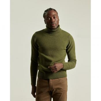 PuroEGO Jersey Hombre Lana Cuello Alto Estructura Verde