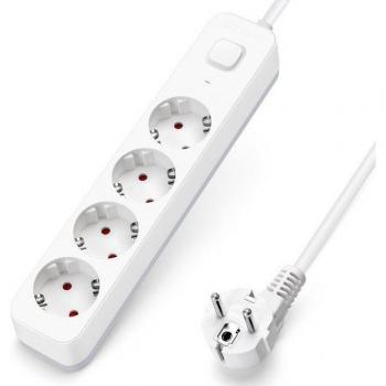 Regleta de Enchufes Aigostar con Interruptor, Alargador de 2 a 6 Enchufes, Cable de 1.5m, 3m o 5m, con 3 USB o