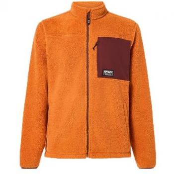 Sudadera Oakley Mountain Fire Sherpa de forro polar con cremallera, color jengibre (naranja absoluto marrón), talla L