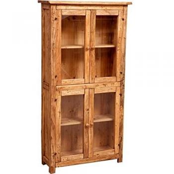 Vitrina Country de Madera Maciza de Tilo con Acabado Natural 68x25x130 cm