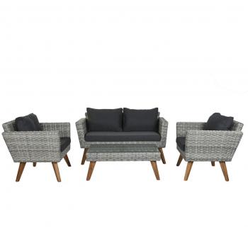 Conjunto de Mesa con 3 Sillones DKD Home Decor Negro