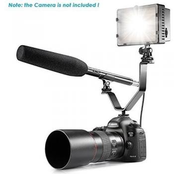 'Neewer® 14.17 cm sistema unidireccional escopeta de condensador Entrevista micrófono + V forma Dual pantalla plana soporte + 160 LED de intensidad regulable luz de vídeo para Canon Nikon Olympus Pentax Panasonic y otros HDSLRs