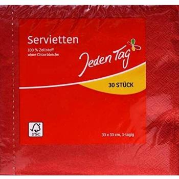 Jeden Tag Servilletas lisas, color rojo, 30 unidades, 150 g