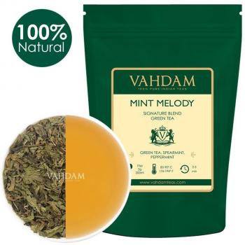 VAHDAM, hojas sueltas de té verde menta