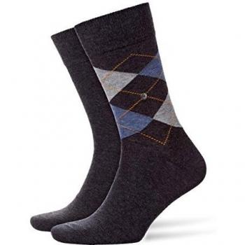 Burlington Men's Everyday Mix 2-Pack Cotton Socks (Charcoal and Argyle Patterns), Size 6.5-11