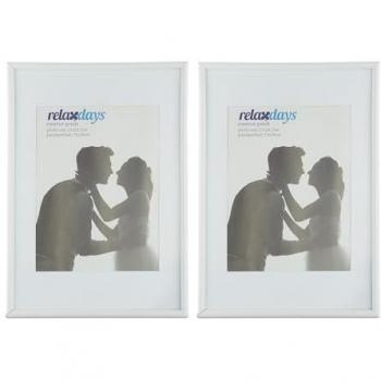 Set 24 Marcos de Fotos Clásicos con Paspartú, para Fotografías de 20x30cm y 15x20cm, Portarretratos de Plástico Blanco para Mesa o Pared