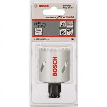 Sierra de corona Bosch Progressor 46 mm para metal y acero inoxidable, velocidad de rotación 95 tr/mn en INOX y 190 tr/mn en acero