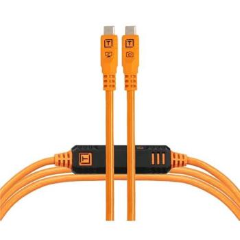 Cable USB-C Tether Tools TetherPro Optima 10G de 3 m, recto a recto, transferencia de datos rápida (100 W), color naranja