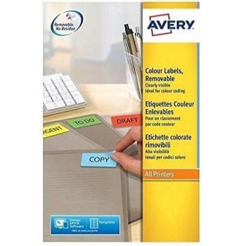 Etiquetas Removibles Avery Zweckform L6035-20, 63.5 x 33.9 mm, Color Amarillo, Paquete de 480 Etiquetas (20 Hojas)