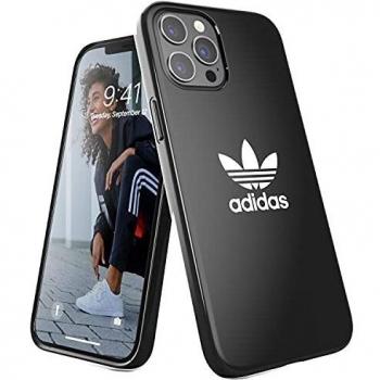 Funda Adidas para iPhone 12 Pro Max 6.7 con bordes elevados, color negro y blanco