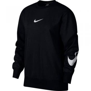 Nike Swoosh Crew Longsleeve Ft Sudadera, Mujer, Blanco/Negro, Extra-Large