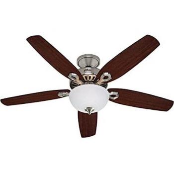 Hunter Builder Deluxe Ventilador de techo con luz níquel pulido E14, 60 W, 132 cm