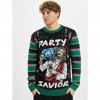 Urban Classics Savior Christmas Sweater - Black/Green/White, Men's Sizes S to XXL