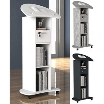 Atril Móvil de Madera con Ruedas y Cajón Redola - Altura Ajustable 110-120 cm, Dimensiones 56x37 cm, Color Anthracite