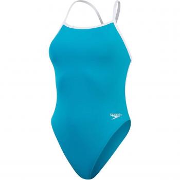 Bañador de mujer Speedo Solid V-Back azul y blanco, talla 36