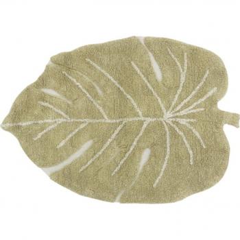 Alfombra lavable Mini Monstera de algodón oliva 75 x 100 cm - Lorena Canals