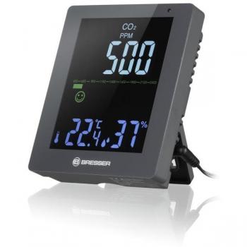 Bresser Smile Medidor de CO2 y Calidad del Aire, Detector de Concentración de CO2, Color Gris