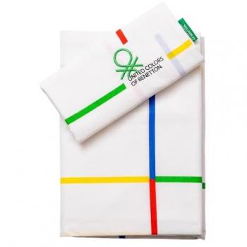 Set 3PC Cama Rainbow Benetton (Sábana Bajera 140x200+30cm + Sábana Encimera 240x240cm + Funda Almohada 45x115cm) 70%