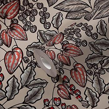 Papel Pintado No Tejido Impresión Floral, Diseño Botánico, 0.53 x 10.05 m, Ideal para Dormitorio y Salón