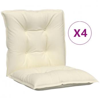 Cream Garden Lowback Chair Cushions Set of 4, 100x50x7 cm Fabric