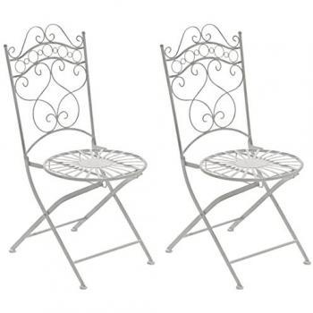 Juego de 2 sillas plegables para jardín Indra, estilo rústico, color blanco antiguo