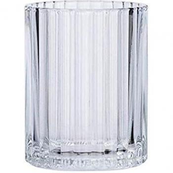 WENKO Vaso higiene dental Vetro transparente redondo - Soporte para cepillos de dientes, para cepillos y pasta de dientes, Vidrio, 7.5 x 10 x 7.5 cm, Transparente