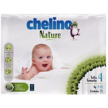 Pañales Chelino Nature Talla 4 (9-15 kg) - Pack Ahorro de 136 Pañales (4 paquetes de 34 uds) Hipoalergénicos