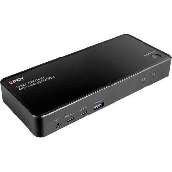 Lindy 2 Port Type C MST KVM Docking Station 3840 x 2160 pixels Ethernet LAN 4K Ultra HD Black