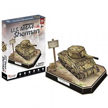 CubicFun JS4204h ArmiBuild Military Scenic Model Army Tank U.S. M4A4 Sherman 3d Puzzle, 263 Pieces