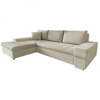 Sofá rinconero Comfivo 121, Magic Velvet 2201 + Matana 17, con función de descanso y caja de ropa de cama, dimensiones 274x182x83cm