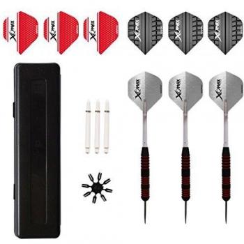 Set de Dardos Profesionales XQ Max, Recubrimiento Engomado, Color Rojo, 23g - Paquete de 27 Piezas