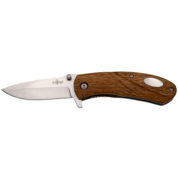 Navaja asistida Third H0814W con elegante mango de madera y hoja de acero inoxidable 420 de 8.6 cm