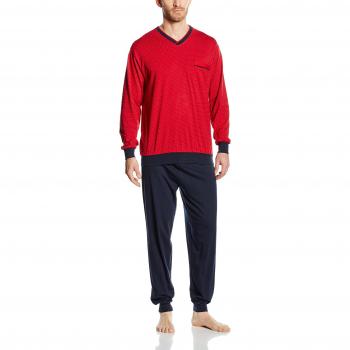 Pijama Largo Götzburg para Hombre en Color Rojo (Chili Pepper) - 100% Algodón, Talla XXXL