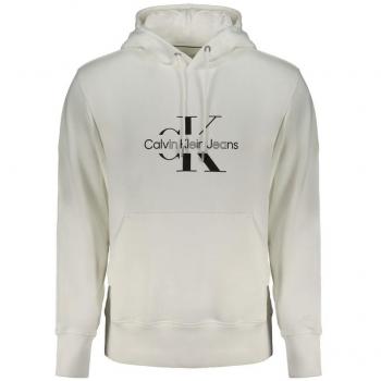 Calvin Klein Men's XXL White Hooded Sweatshirt with Unique Print