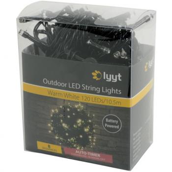 Warm White Battery Operated LED Fairy String Lights with Timer - 9.5m, 120 LEDs