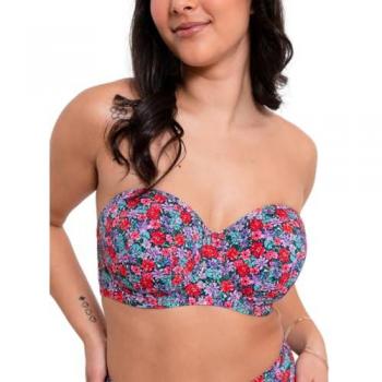 Curvy Kate Women's Kitsch Floral Print Bandeau Bikini Top - Red Polyamide - Size 32G