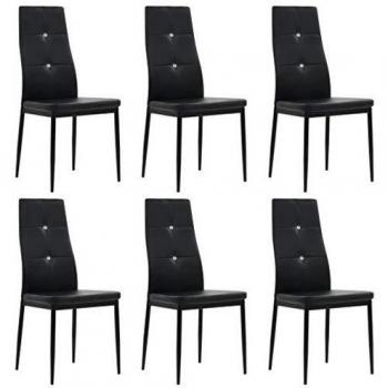 vidaXL 6X Sillas Comedor Cuero Artificial 43x43,5x96 cm Negro Asiento Taburete